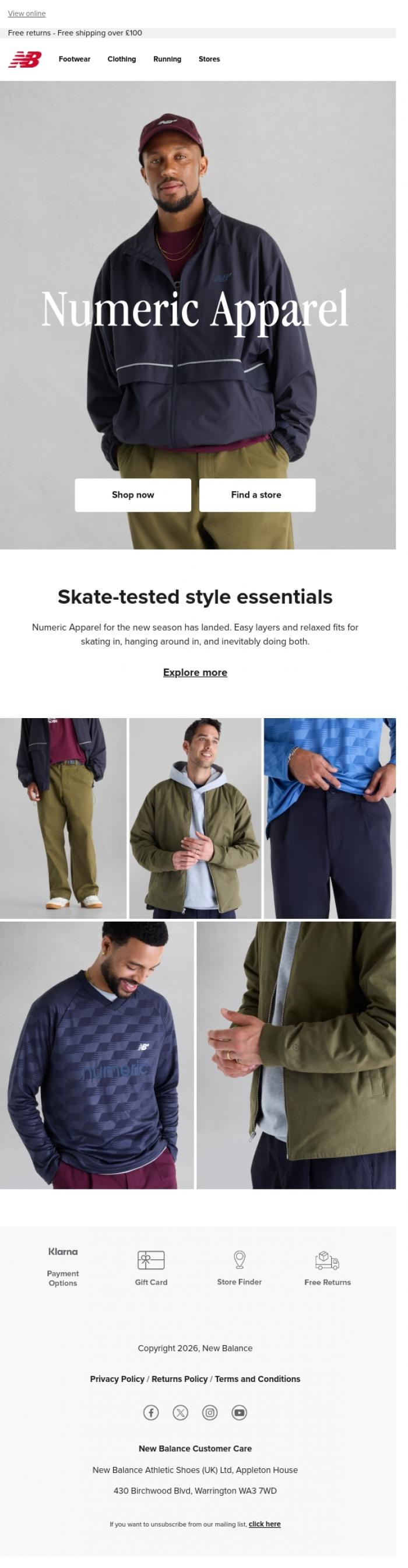 Email Design Inspiration from New Balance, Skate-tested style essentials