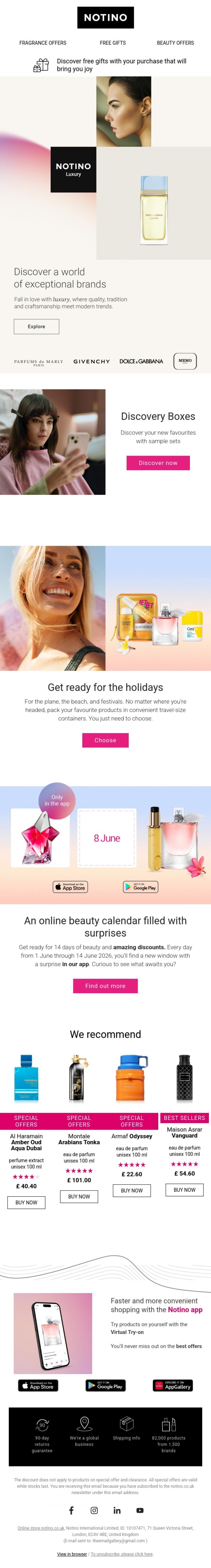 Email Design Inspiration from Notino, Step into the world of luxury and first-class quality