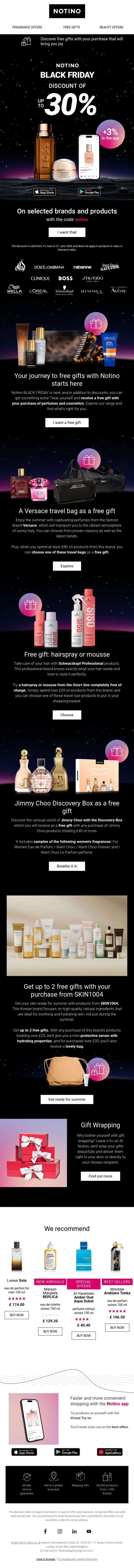 Email Design Inspiration from Notino, Summer sale: up to 33% discount on selected items