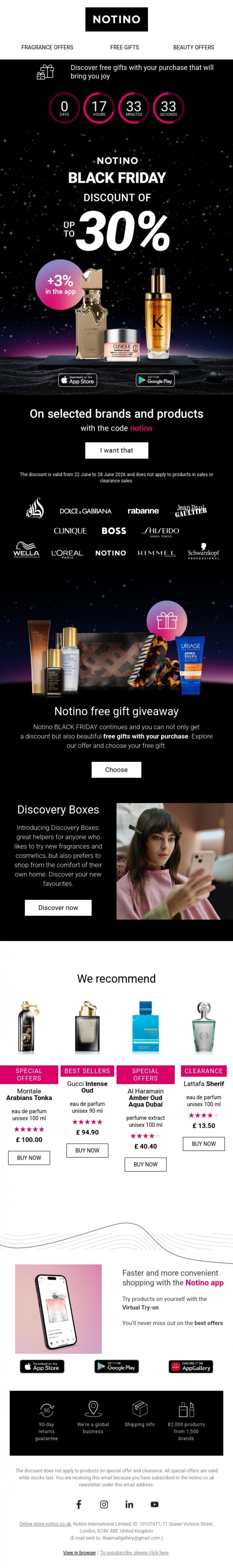 Email Design Inspiration from Notino, Notino BLACK FRIDAY ends at midnight tonight