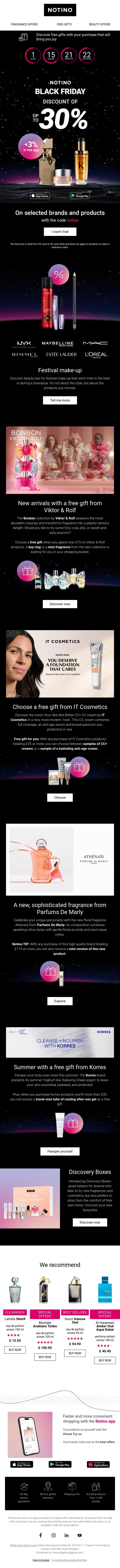 Email Design Inspiration from Notino, We're extending Notino Black Friday by two days!