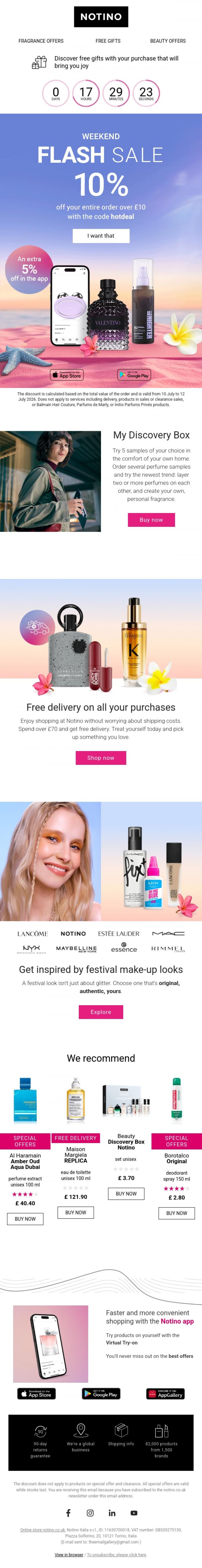 Email Design Inspiration from Notino, The weekend flash sale is ending 🥺
