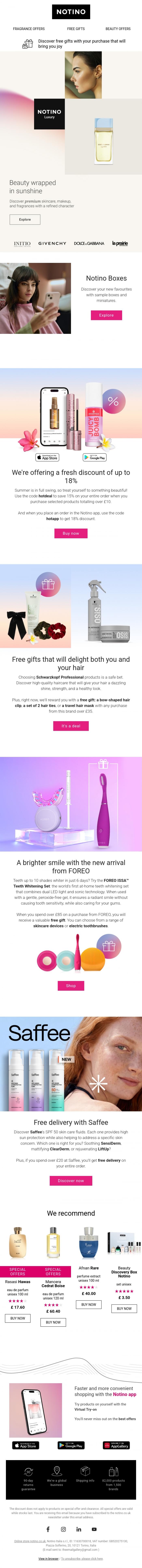 Email Design Inspiration from Notino, Capture the aura of the golden hour on your skin with Notino