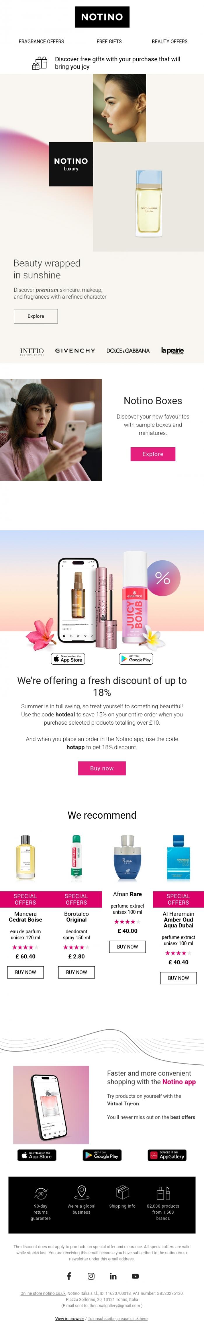 Email Design Inspiration from Notino, It's time to shine like never before