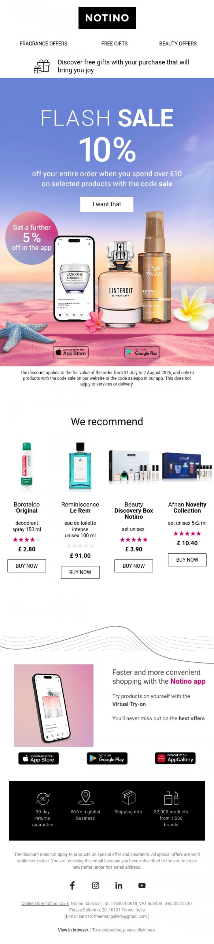 Email Design Inspiration from Notino, Weekend flash sale - get 15% off in the app 💸