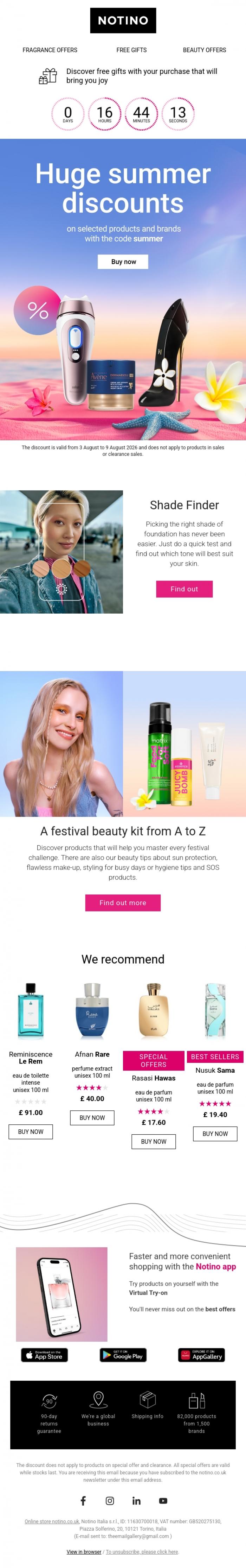 Email Design Inspiration from Notino, Have you taken advantage of our 20% summer discount yet?