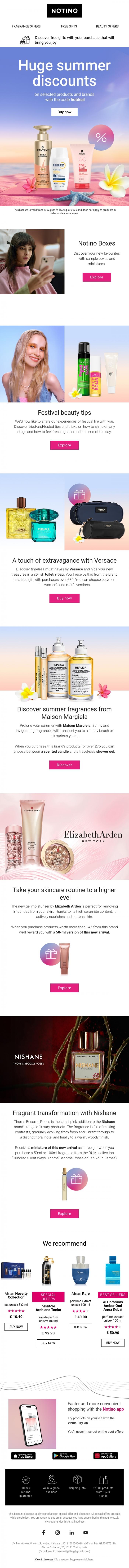 Email Design Inspiration from Notino, Huge summer discounts of 20% await you