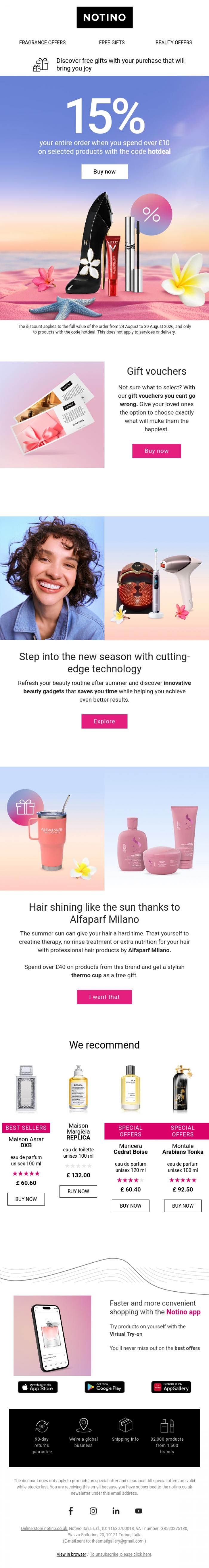 Email Design Inspiration from Notino, There's still time to take advantage of our huge summer discounts 🎉