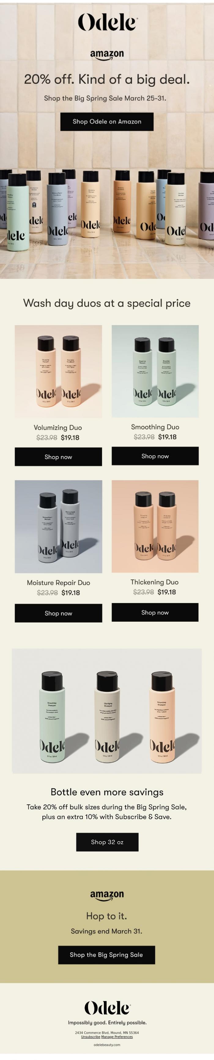 Email Design Inspiration from Odele, Save 20% on select products