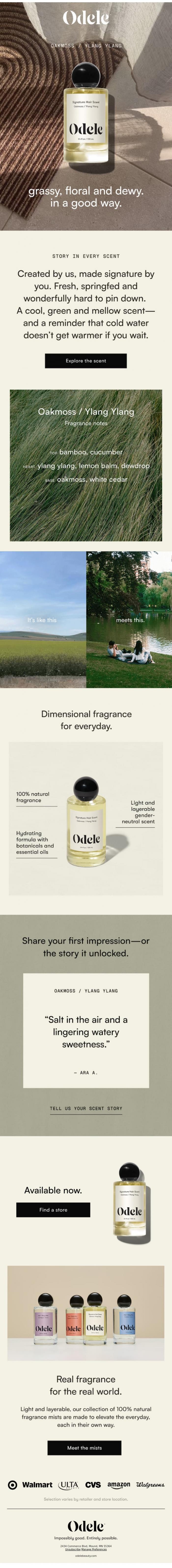 Email Design Inspiration from Odele, Signature scent fans, this one's for you