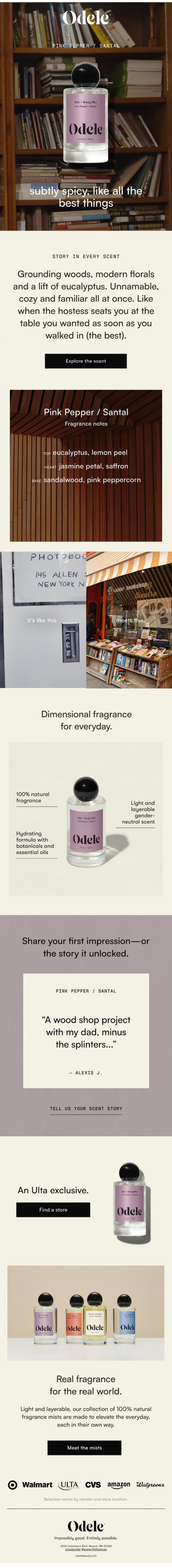 Email Design Inspiration from Odele, For days that call for a spicy-sweet scent