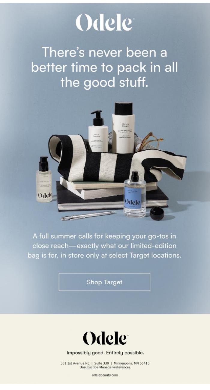 Email Design Inspiration from Odele, A bag to make the most of your Target run