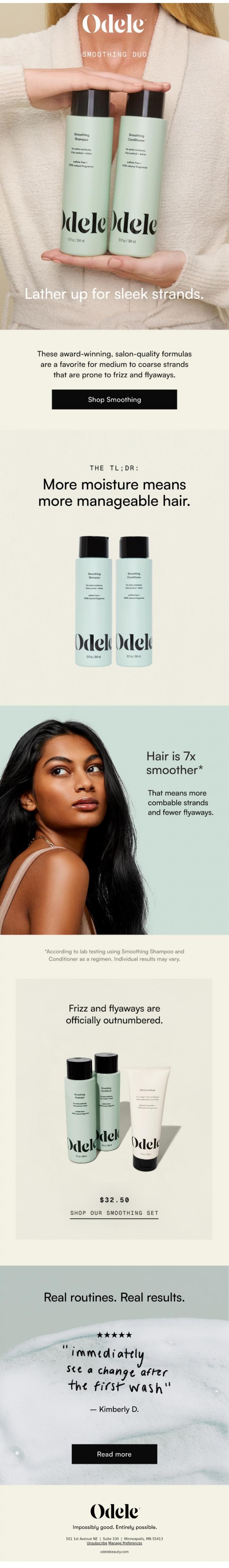Email Design Inspiration from Odele, Our smoothest wash day routine