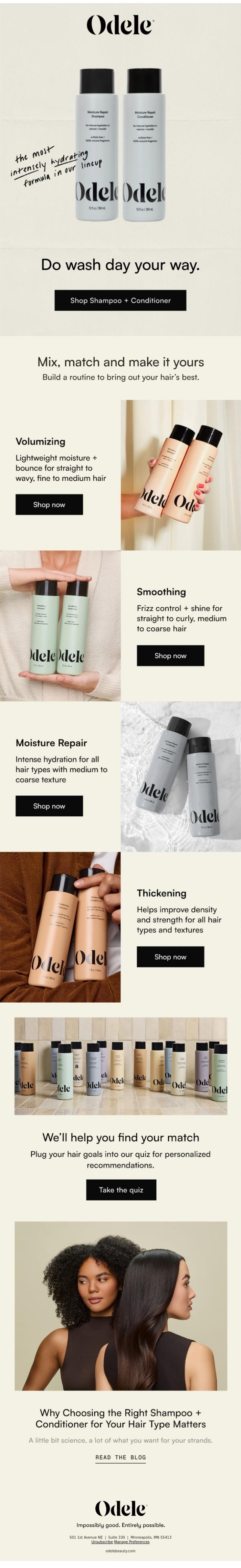 Email Design Inspiration from Odele, Meet your wash day match