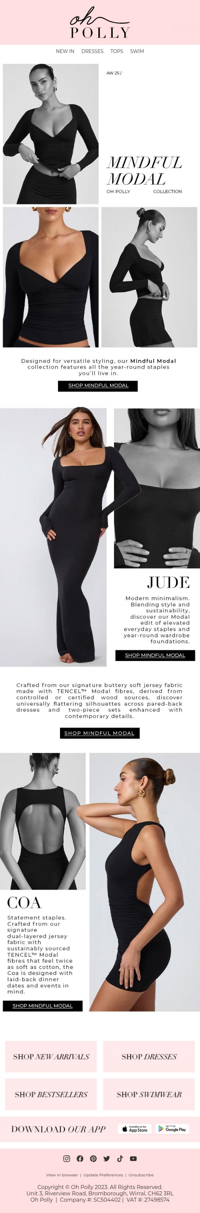 Email Design Inspiration from Oh Polly, Modern Minimalism
