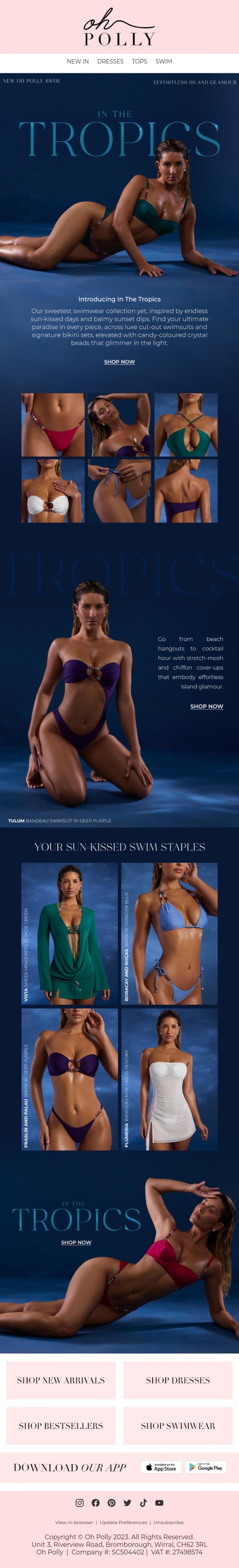 Email Design Inspiration from Oh Polly, Find Us Here: In The Tropics