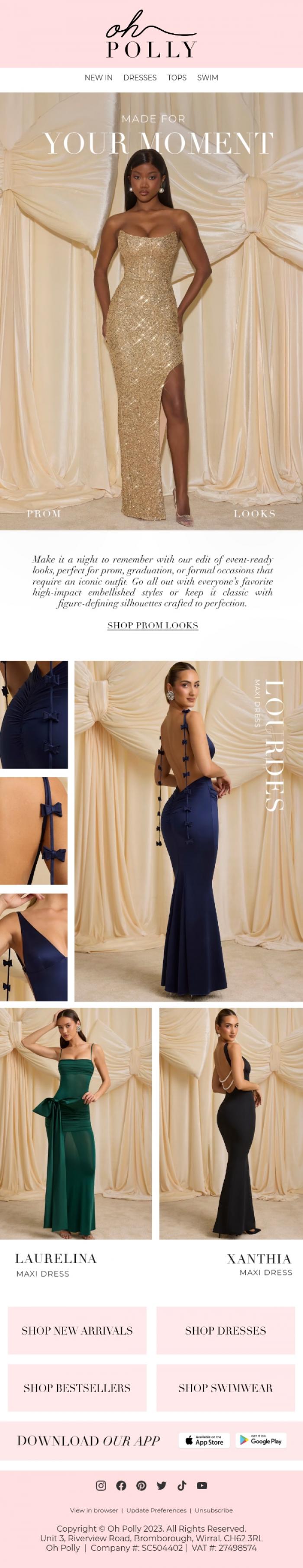 Email Design Inspiration from Oh Polly, Prom Queen