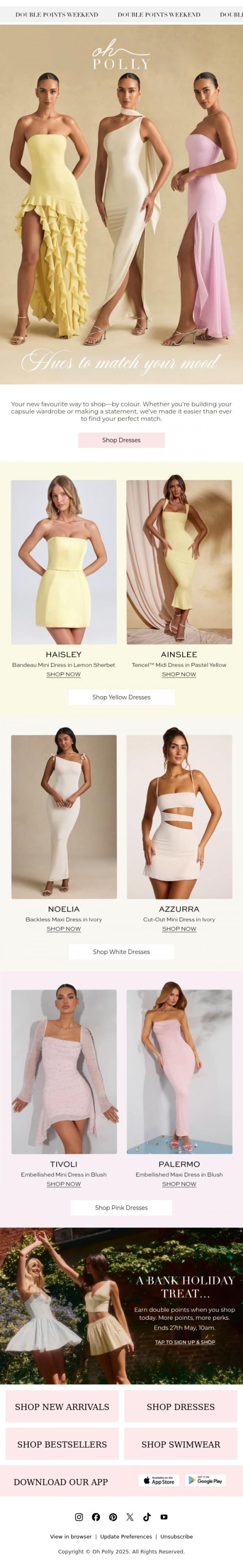 Email Design Inspiration from Oh Polly, Your Dream Dress, In Every Shade