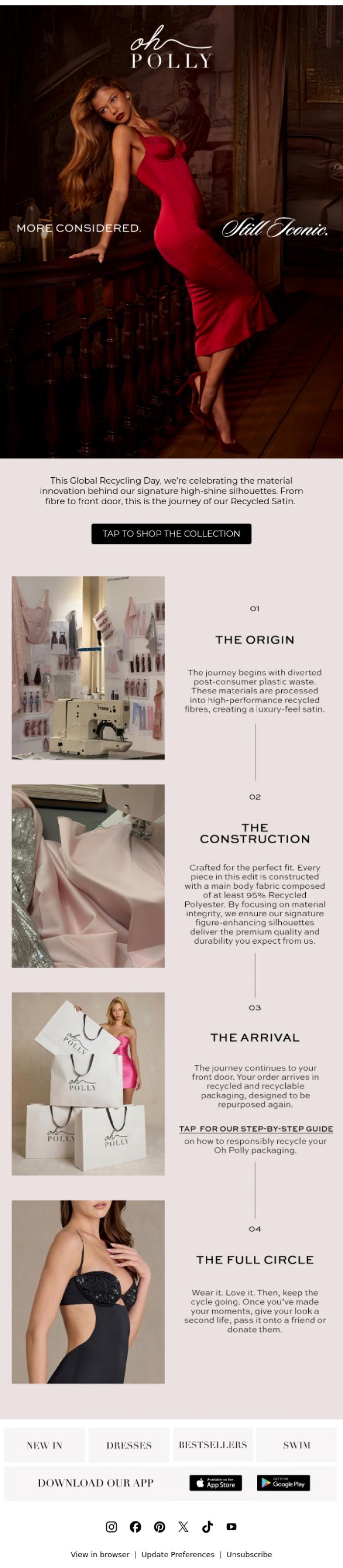 Email Design Inspiration from Oh Polly, 95% Recycled. 100% Oh Polly.