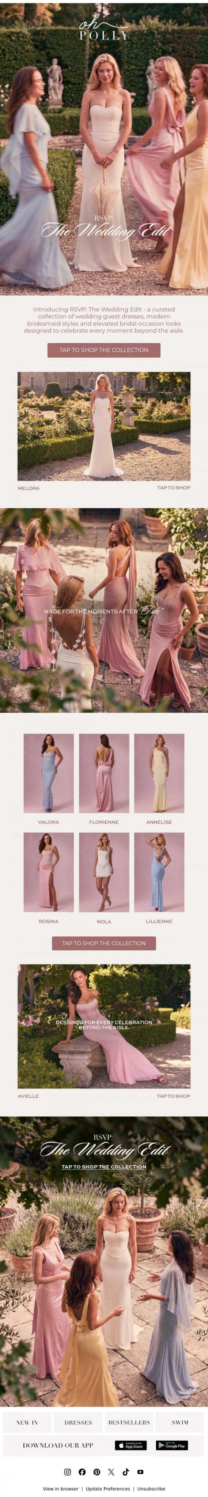 Email Design Inspiration from Oh Polly, RSVP: The Wedding Edit is now live.