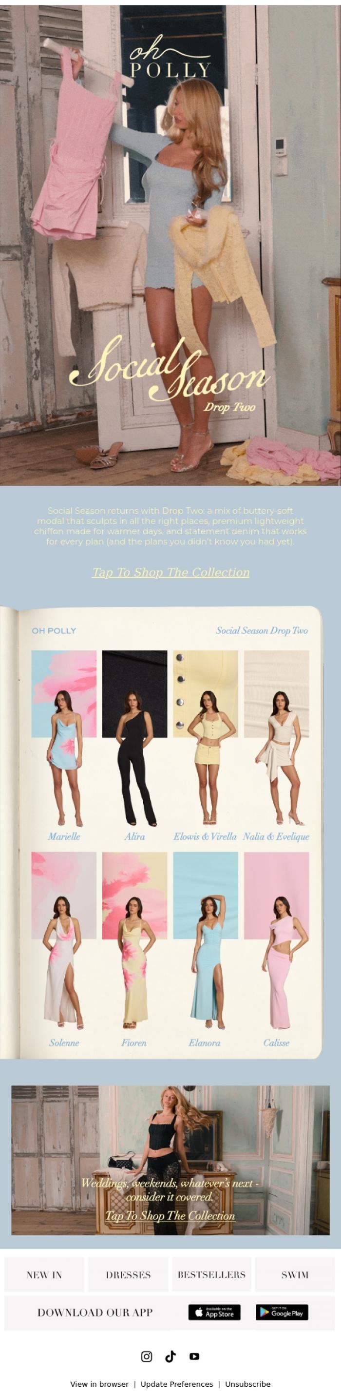 Email Design Inspiration from Oh Polly, Introducing Social Season: Drop Two 💐