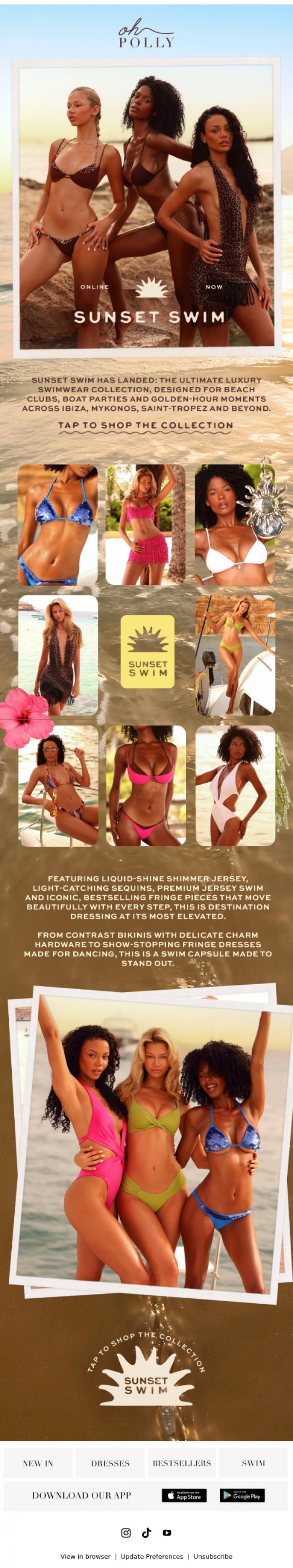 Email Design Inspiration from Oh Polly, Sunset Swim > everything else