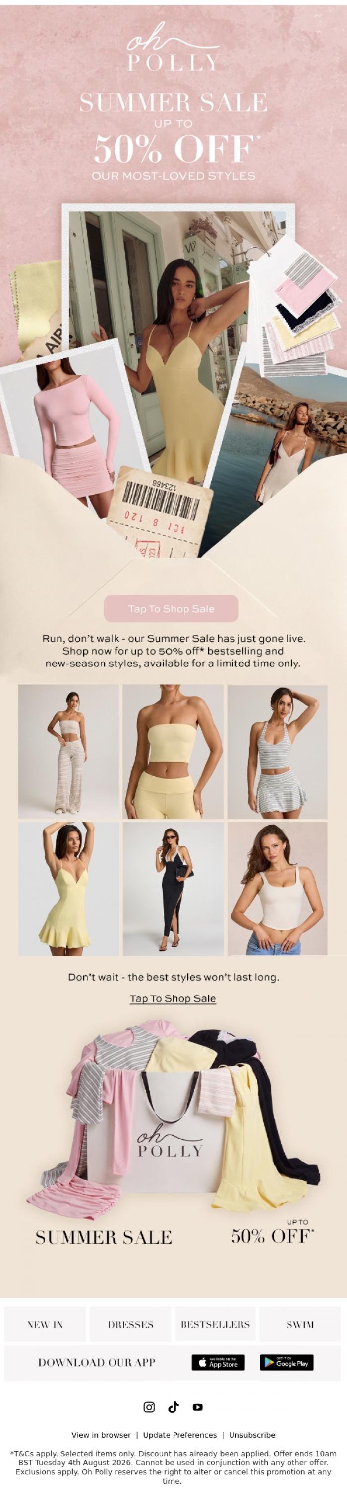 Email Design Inspiration from Oh Polly, SUMMER SALE IS LIVE
