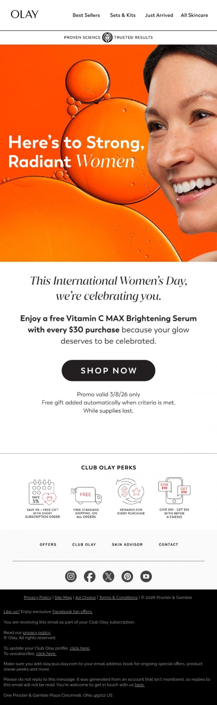 Email Design Inspiration from Olay, Happy International Women's Day!