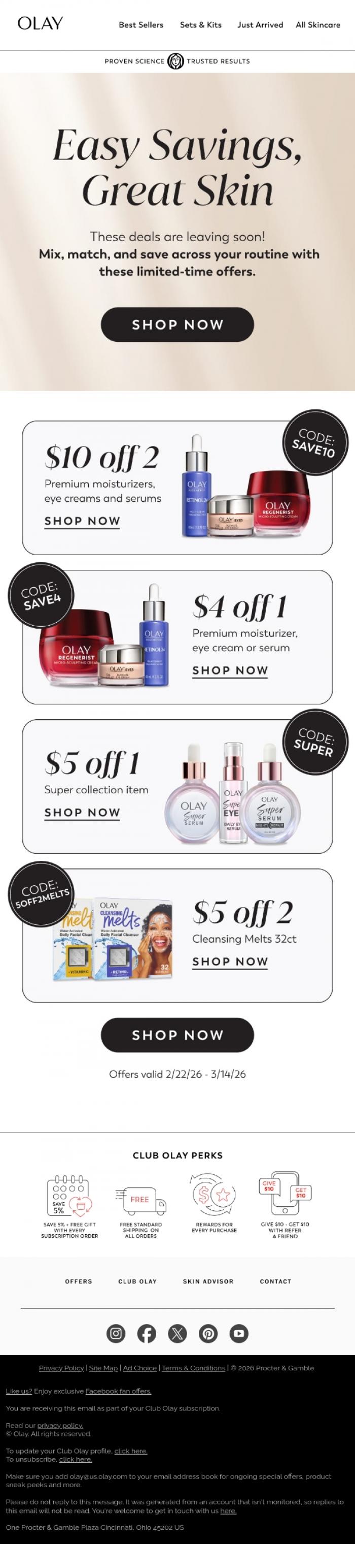 Email Design Inspiration from Olay, LAST CHANCE for These Skincare Deals!