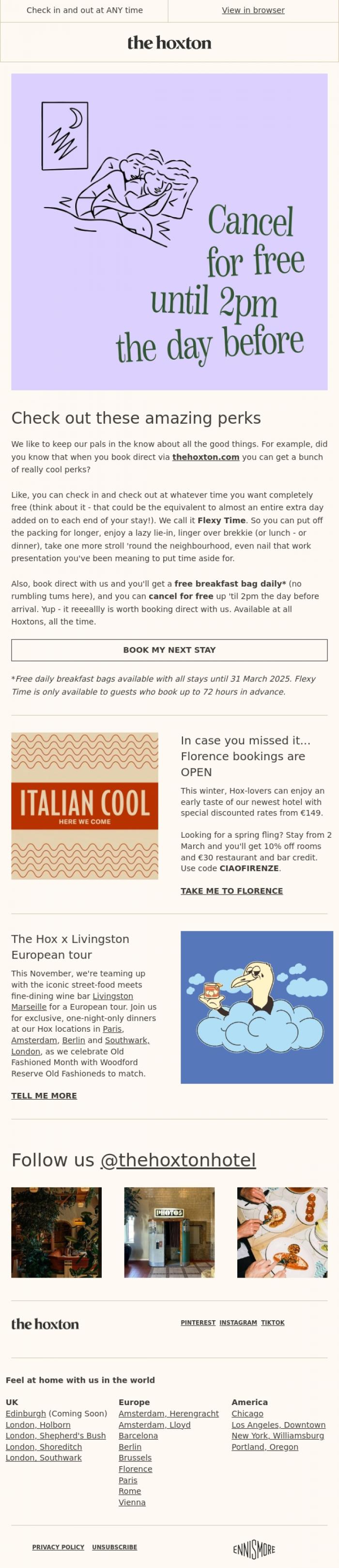 Email Design Inspiration from Olivia from The Hoxton, Want more free time?