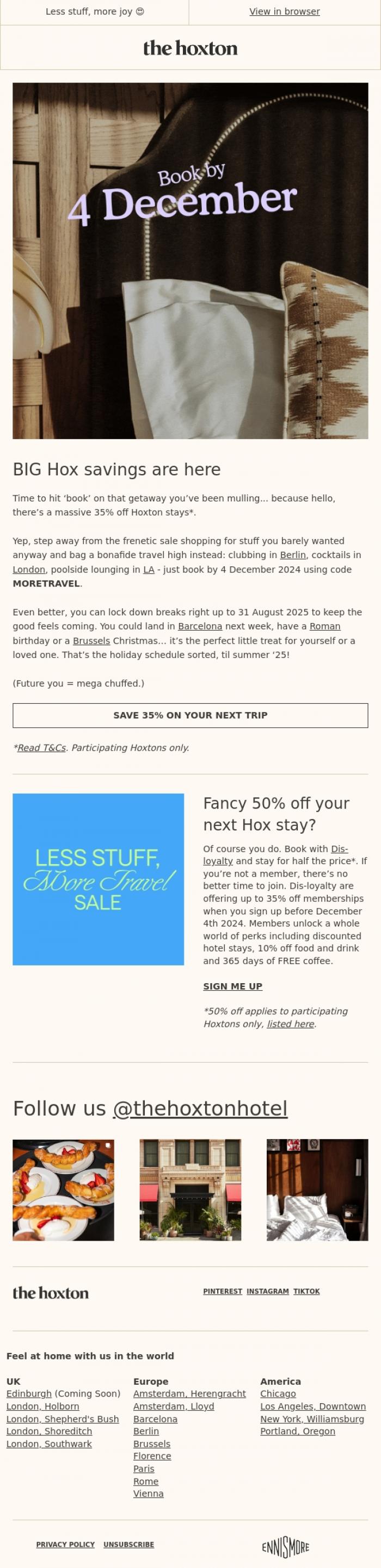 Email Design Inspiration from Olivia from The Hoxton, 35% off at The Hox. Which one's yours?