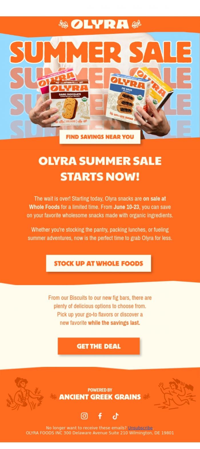 Email Design Inspiration from Olyra, Olyra Summer Sale Starts NOW!