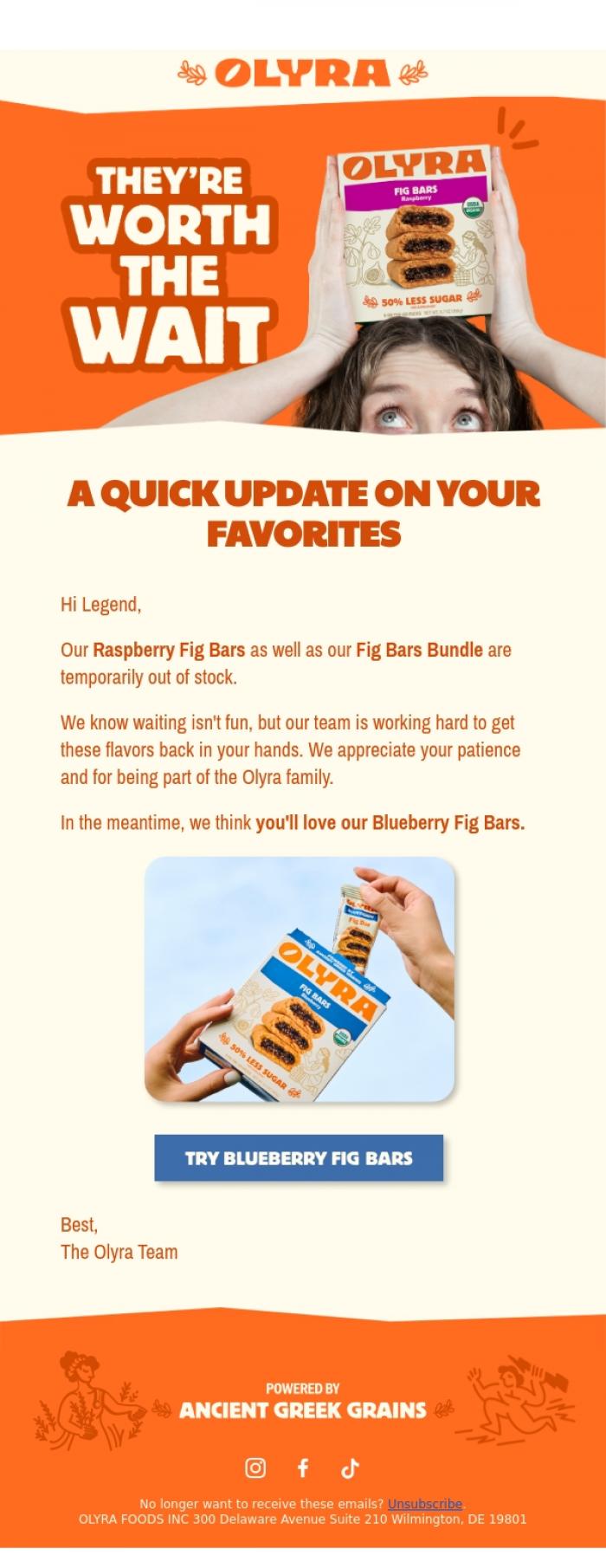 Email Design Inspiration from Olyra, A Quick Update on Your Favorites