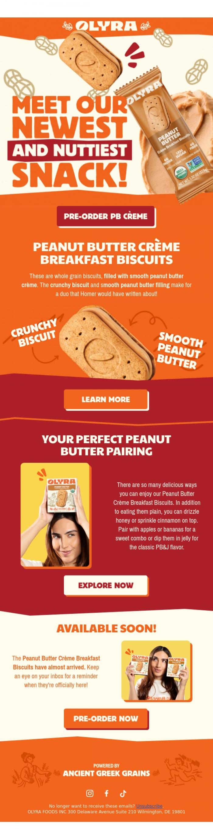 Email Design Inspiration from Olyra, Meet Our Newest and Nuttiest Snack