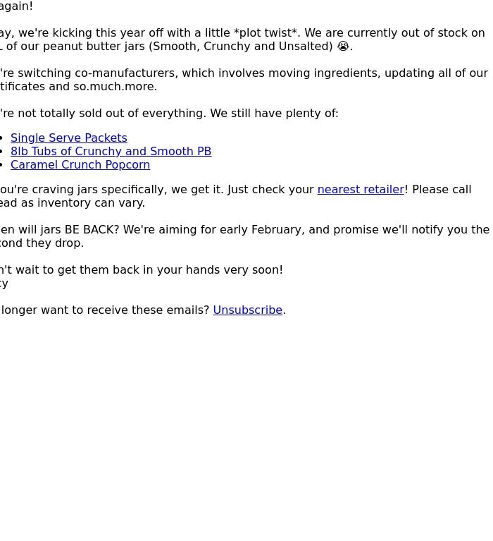 Email Design Inspiration from One Trick Pony, Oh no! We're all out! 😢