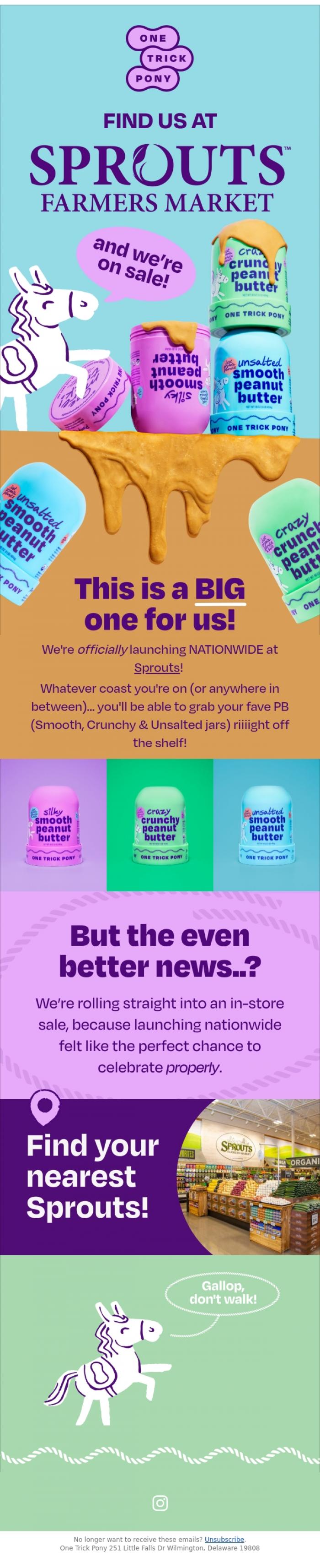 Email Design Inspiration from One Trick Pony, BIG NEWS: We've gone nationwide at...
