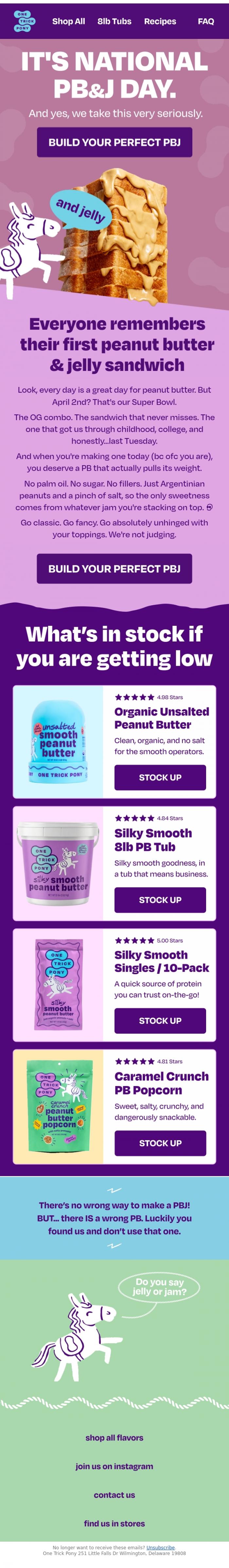 Email Design Inspiration from One Trick Pony, It's Our Sworn Holiday at OTP 🥜🍇