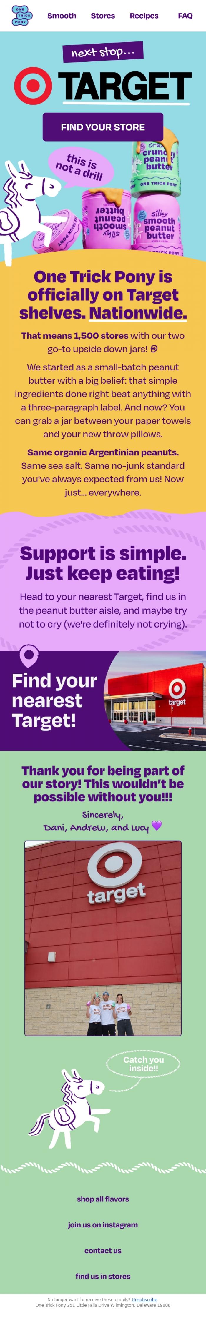 Email Design Inspiration from One Trick Pony, We're in Target! Yes, THAT Target. 🎯