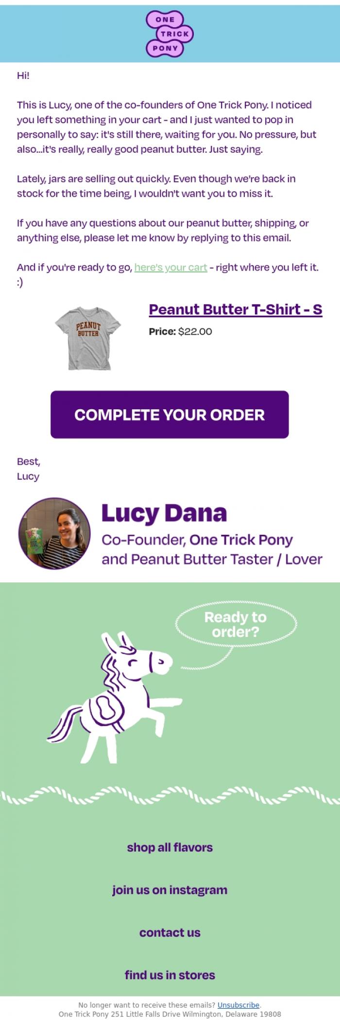 Email Design Inspiration from One Trick Pony, Forgetting Your PB? 🥜