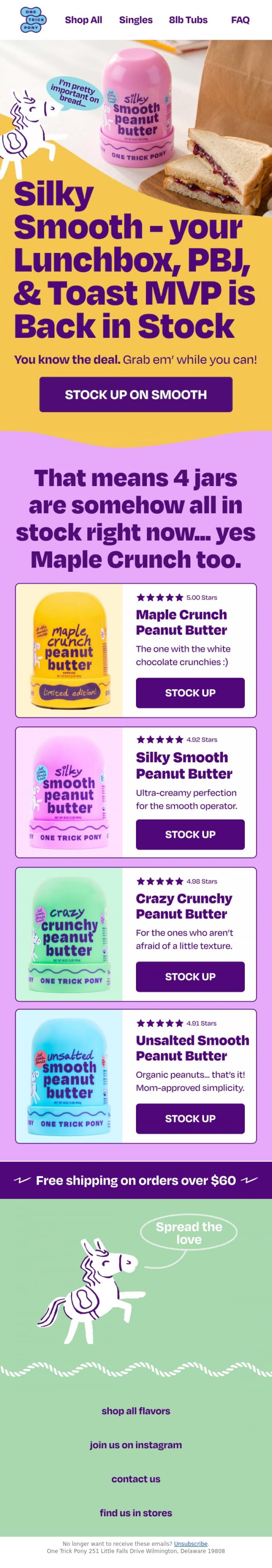 Email Design Inspiration from One Trick Pony, The MVP of Lunchboxes & PBJ! 🥜🍞