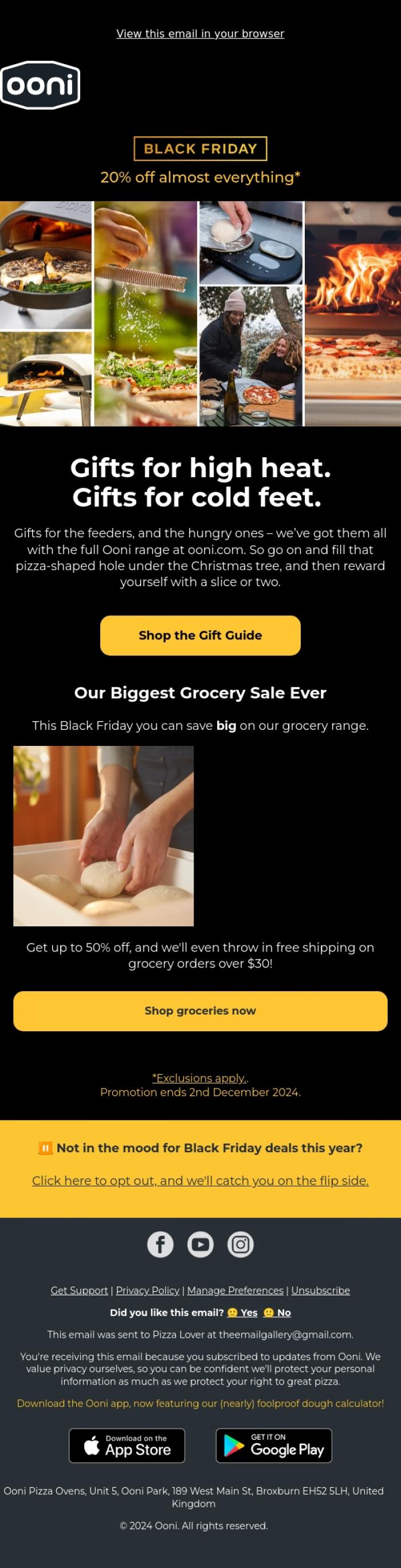 Email Design Inspiration from Ooni Pizza Ovens, Share the spark ✨ Gift guide inside!