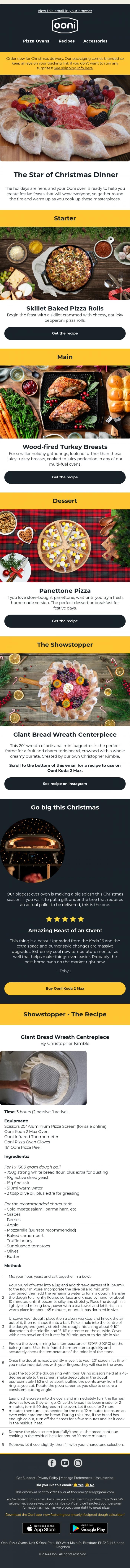 Email Design Inspiration from Ooni Pizza Ovens, Deck the Ooni: Recipes for Festive Feasting!