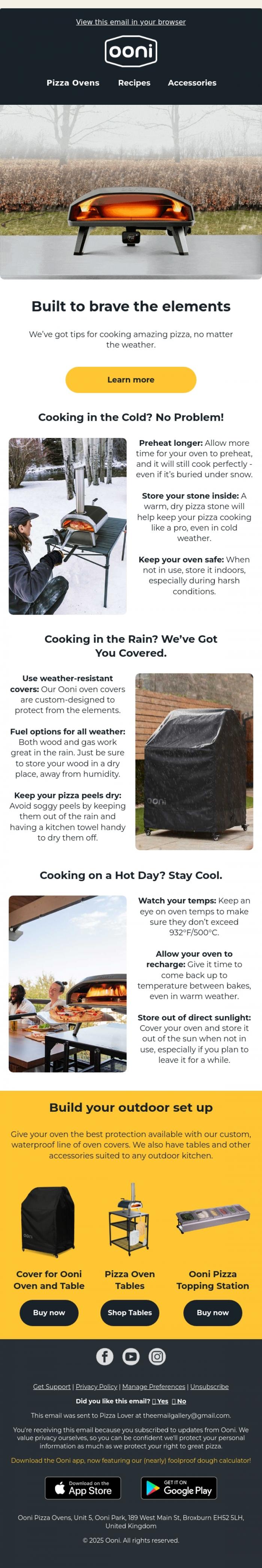 Email Design Inspiration from Ooni Pizza Ovens, Tough Ovens. Tasty Pizza. Built to last.