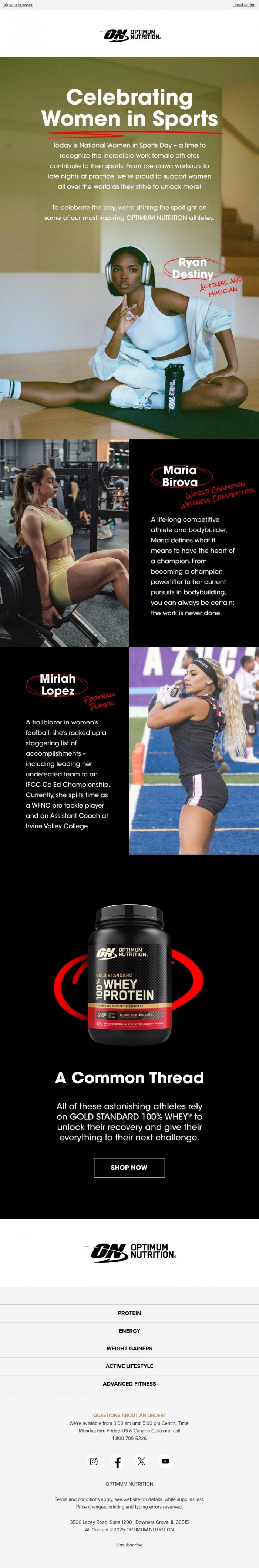 Email Design Inspiration from Optimum Nutrition, Join Us in Celebrating Women in Sports