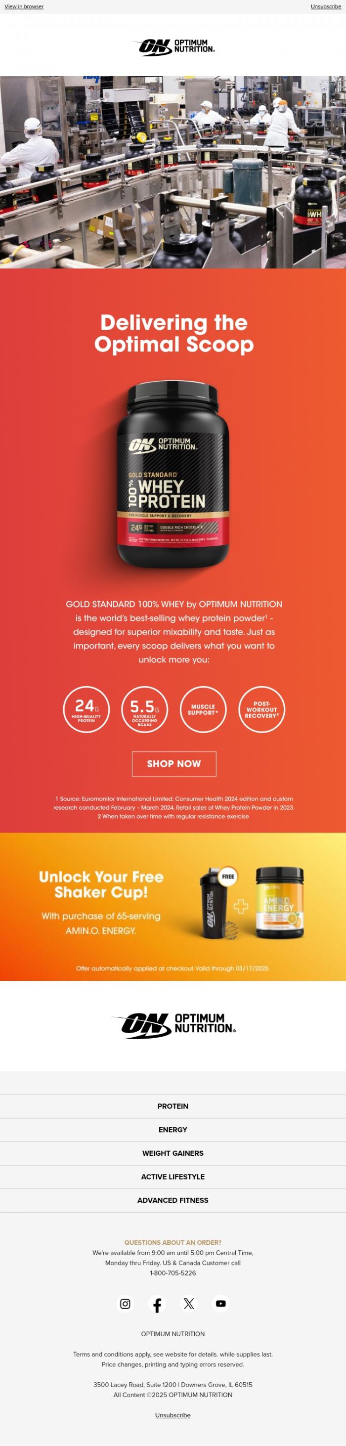 Email Design Inspiration from Optimum Nutrition, Discover the Meaning of "Made with More" 🔎