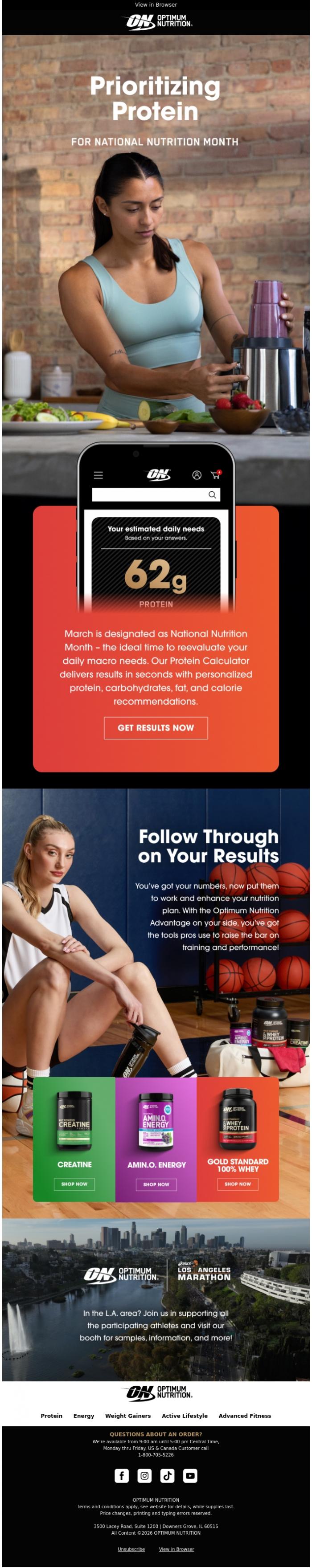 Email Design Inspiration from Optimum Nutrition, Time to Rethink Your Macros? 🧮 