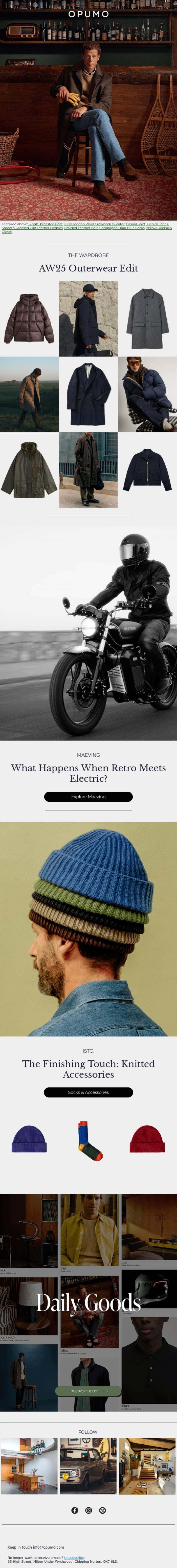 Email Design Inspiration from OPUMO, MONDAY MOOD | Big Coat Season...