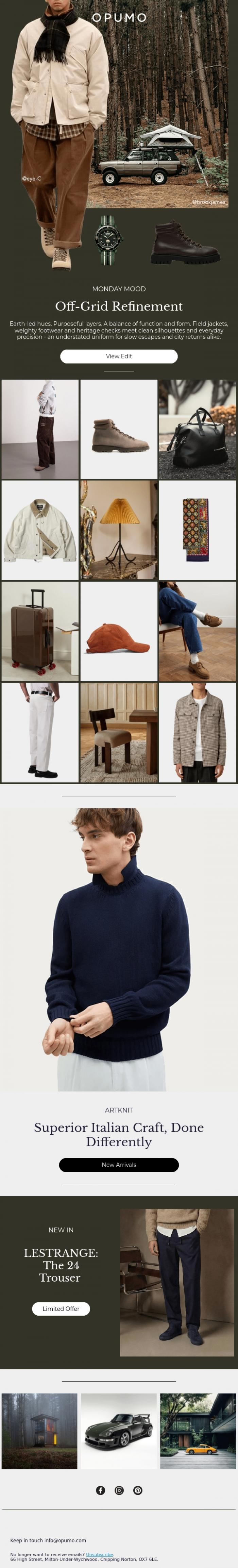Email Design Inspiration from OPUMO, MONDAY MOOD |&nbsp;Off-Grid Refinement