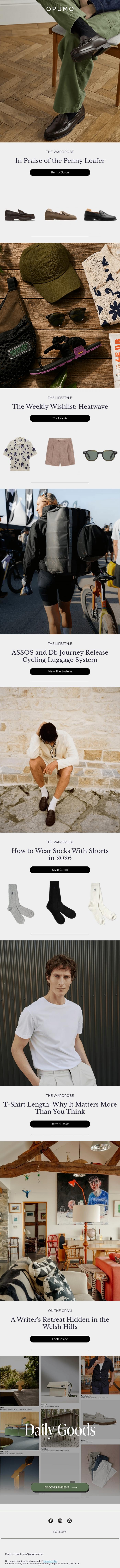 Email Design Inspiration from OPUMO, THE DIGEST | In Praise of the Penny Loafer
