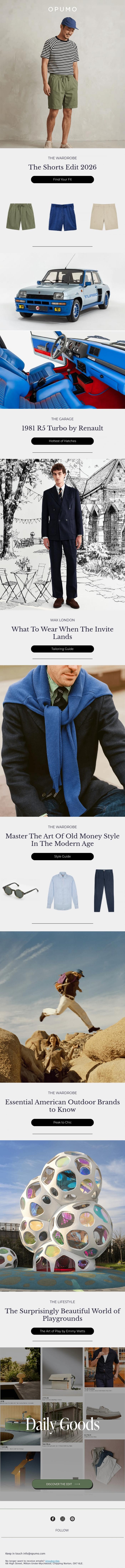 Email Design Inspiration from OPUMO, THE DIGEST | The Shorts Edit 2026